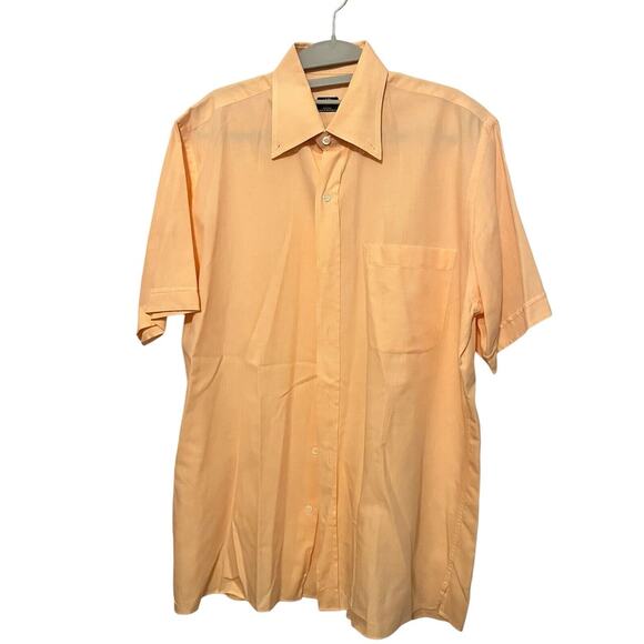 Solemare Maus & Hoffman •Men M• Button-Down Shirt Cotton Solid Orange Peach - Picture 1 of 7